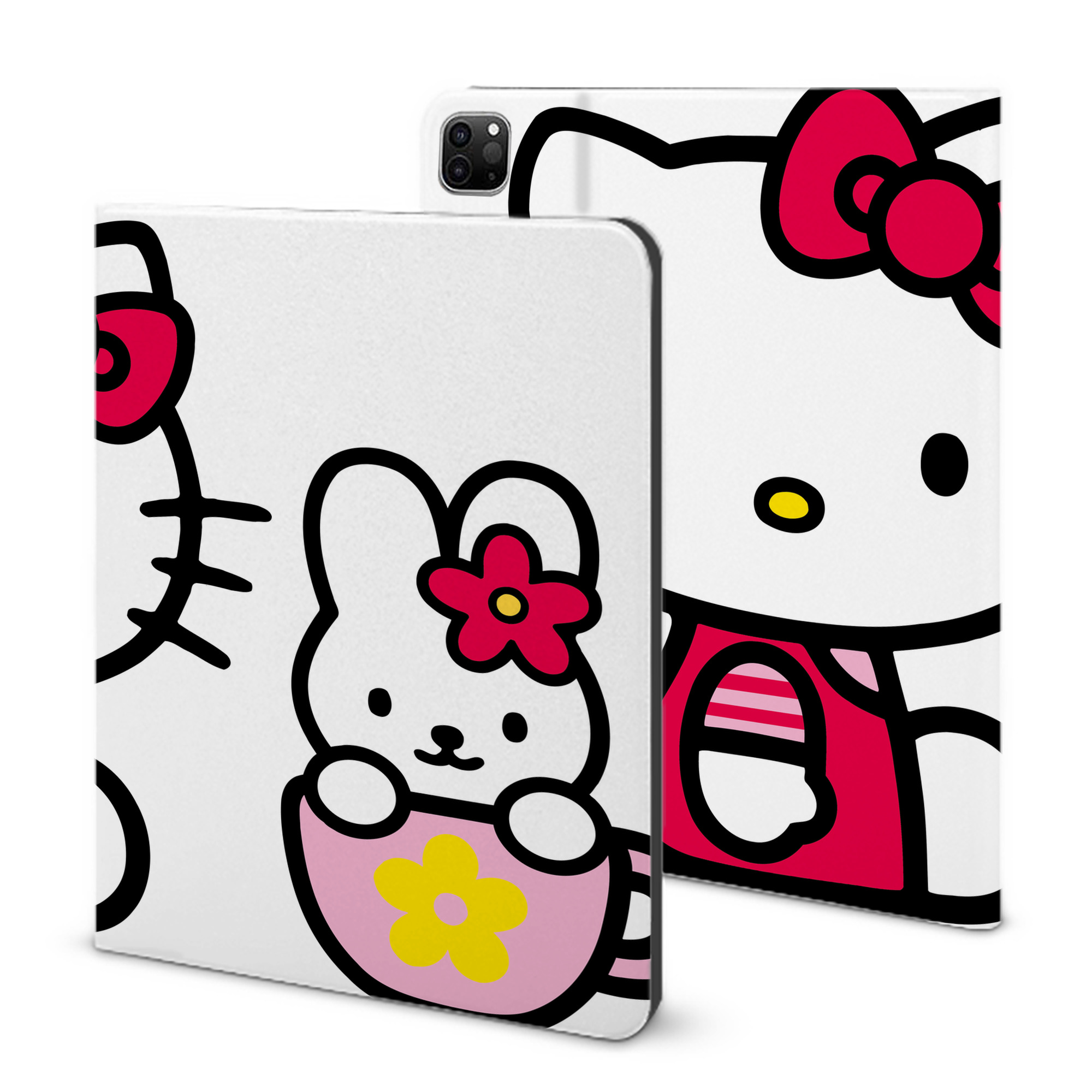 （画像用） Hello Kitty ハローキティ IPad ケース ブック型 PUレザー TPU 耐衝撃 軽量 薄型 ペン収納なし 全面保護 IPad 各モデル対応